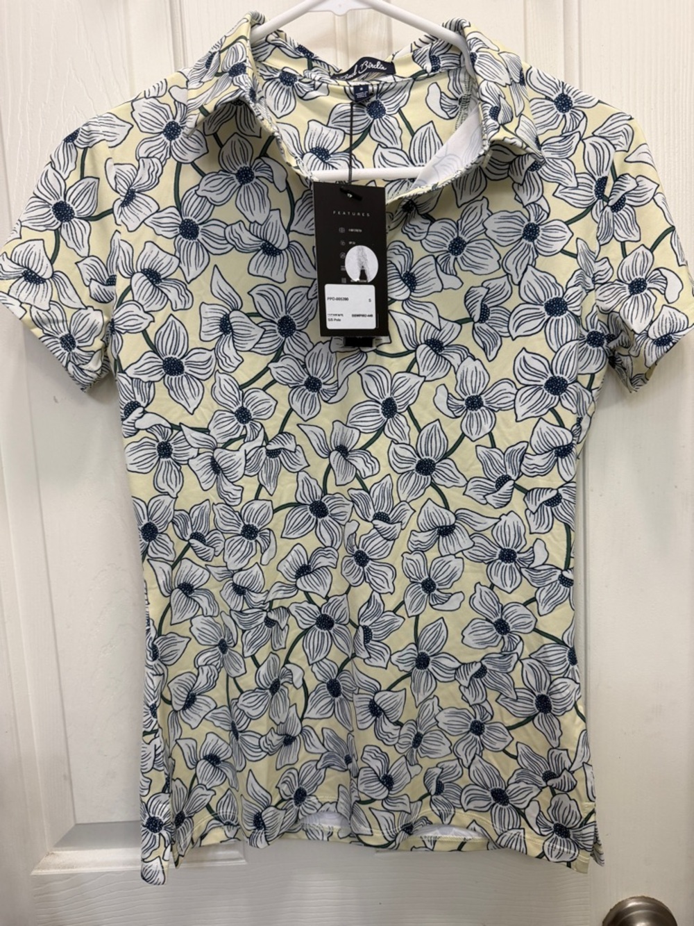 Bad birdie nwt Small Yellow Floral Short Sleeve Golf Polo nwt small
